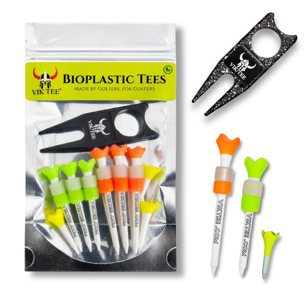 VIKTEE 9-Piece Reusable Golf Tee Set + FREE Divot Repair Tool