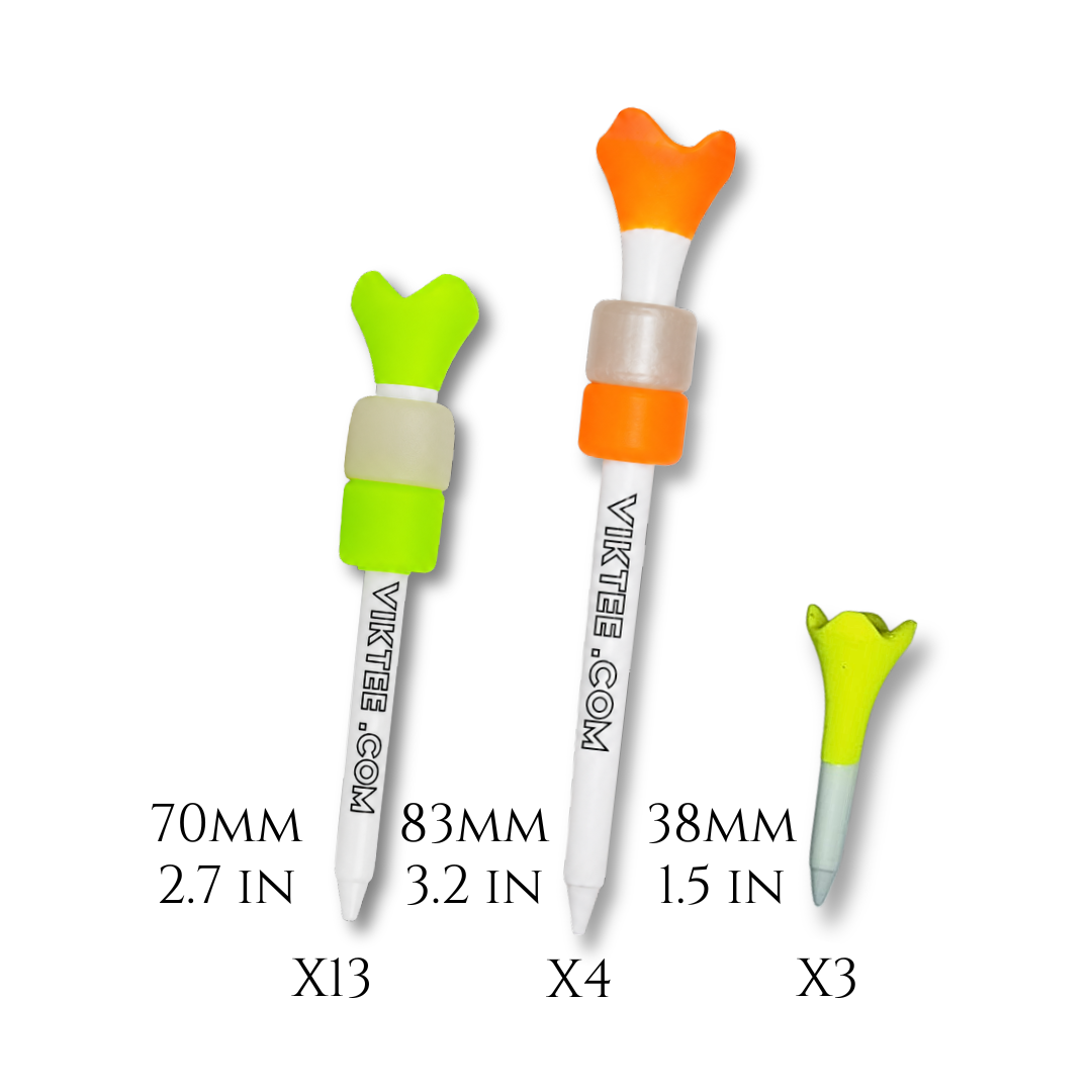 VIKTEE tee heights: 70mm, 83mm and 38mm